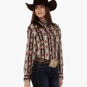 Wrangler Retro Western Shirt Womens Size XL Aztec Southwestern Pearl Snap NEW